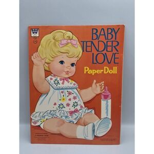 Whitman Baby Tender Love Paper Doll Book 1971 Orange Uncut Vintage Mattel Toy